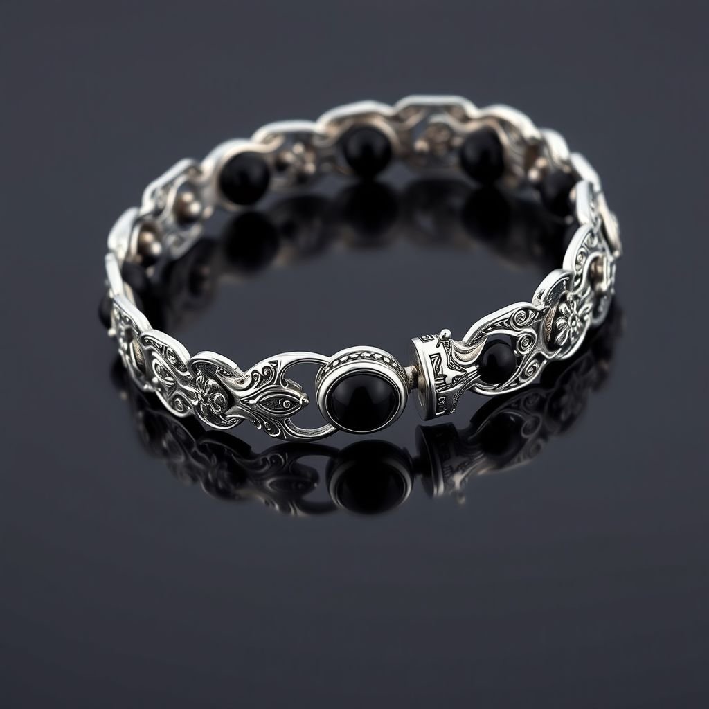 Man bracelet silver small different beasis  