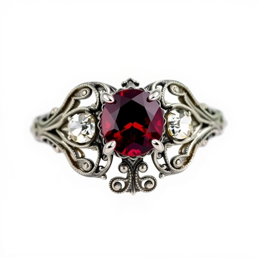 2,4 ruby red stone real engagement ring and 4 diamonds distributed
