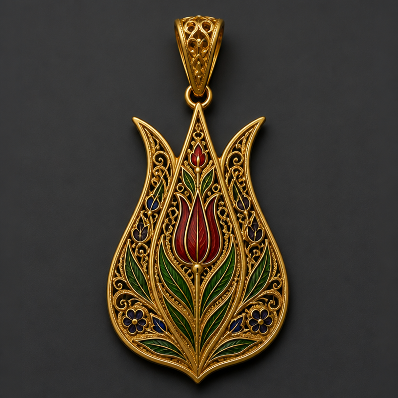 Turkish Filigree
edit the attached jewelry design with these instructions: Turkish Filigree. keep it photorealistic, just the design no text