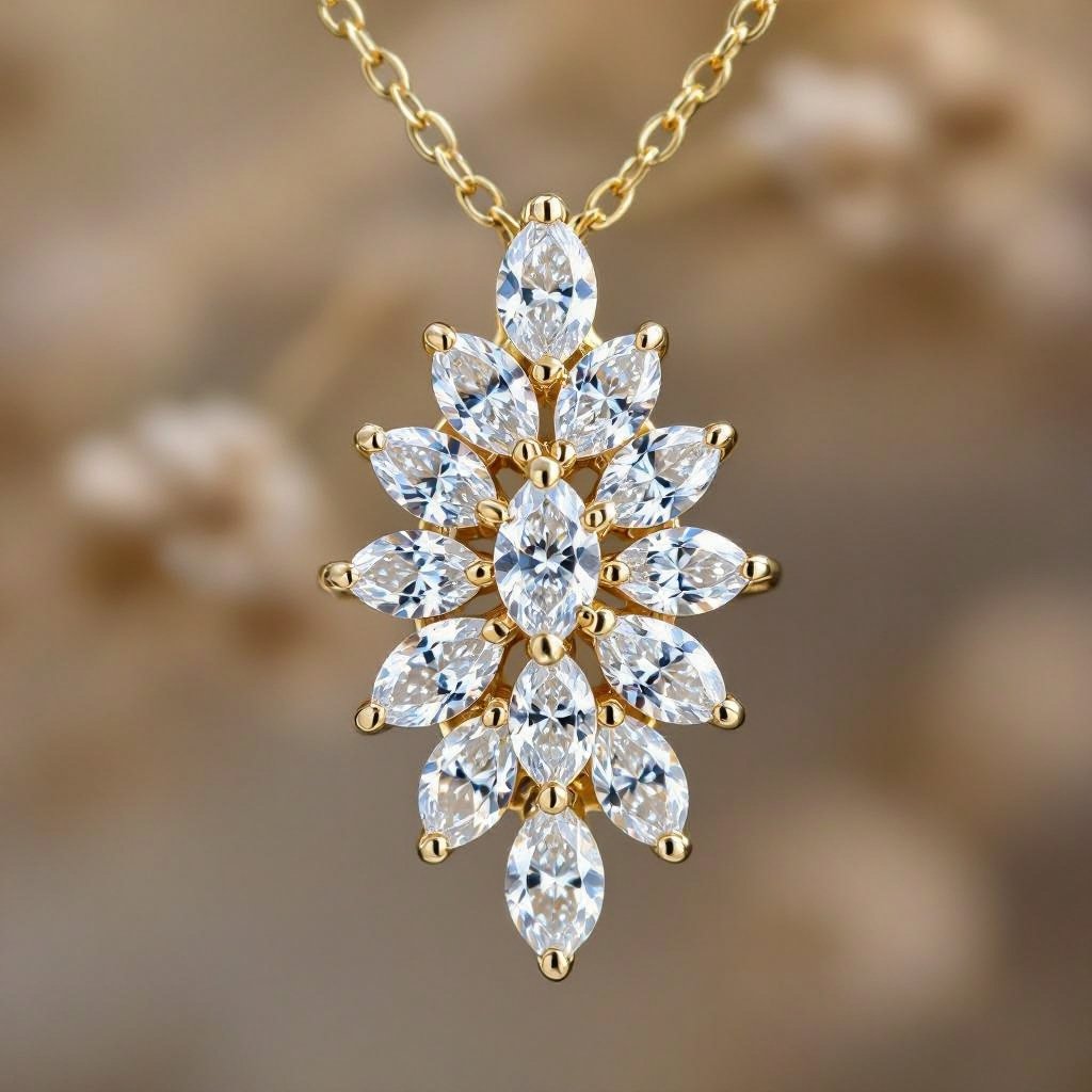 Multiple marquise diamond pendant