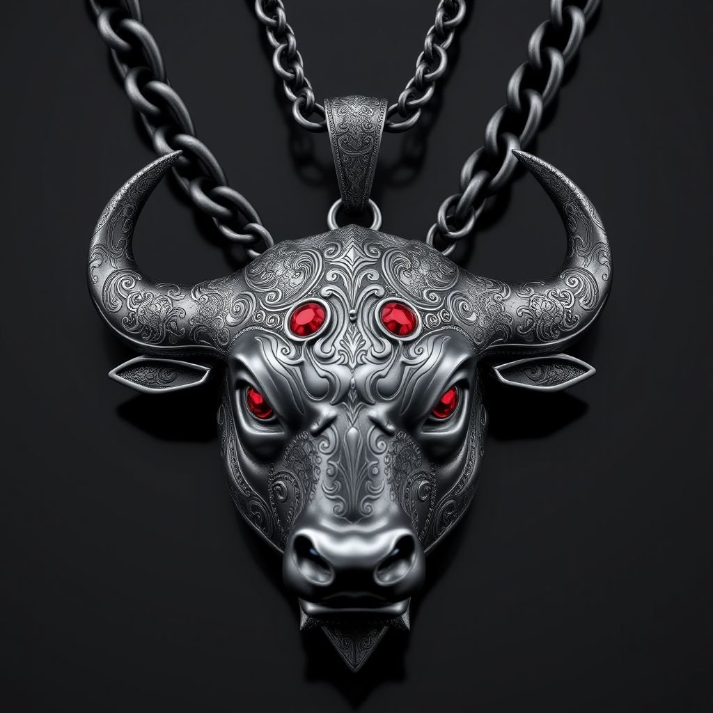 Giant bull with glowing red eyes