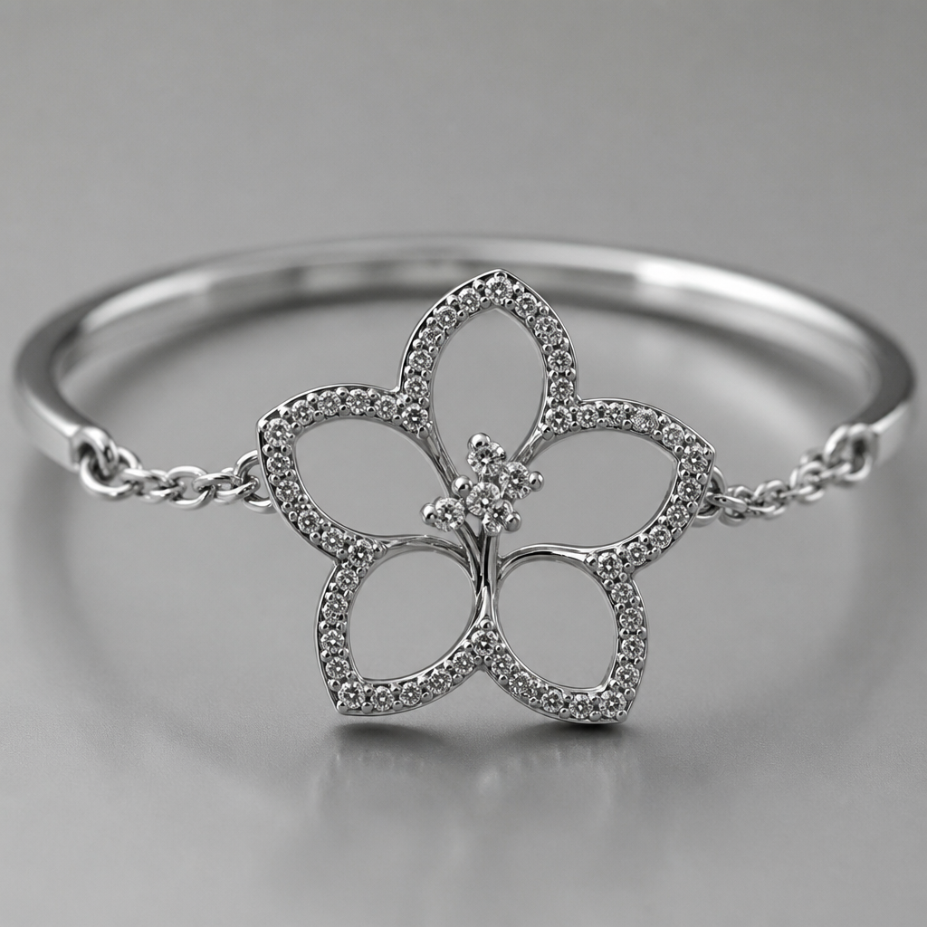 A women's ring made of silver. hibicus ligne fine, (diamand poutours des petales vide, toutes les petales) et delicat ,3 tres petit diamand dans le milieu au bout de la tige interieur de la fleur vide, plus detail, 5 petales chaine de chaque coté, tige qui ne depasse la fleur, minimaliste mince féminin, avec anneau
photorealistic jewelry design, A women's ring made of silver. hibicus ligne fine, (diamand poutours des petales vide, toutes les petales) et delicat ,3 tres petit diamand dans le milieu au bout de la tige interieur de la fleur vide, plus detail, 5 petales chaine de chaque coté, tige qui ne depasse la fleur, minimaliste mince féminin, avec anneau, modern style, just the design no text
