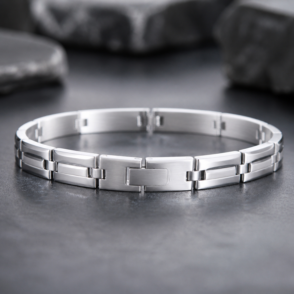 Silver minimalist men bracelet. Engrave ONLY inside of bracelet: Momy ∞. No other text. Clean luxury style. Realistic jewelry product photo.”
photorealistic jewelry design, Silver minimalist men bracelet. Engrave ONLY inside of bracelet: Momy ∞. No other text. Clean luxury style. Realistic jewelry product photo.”, just the design no text