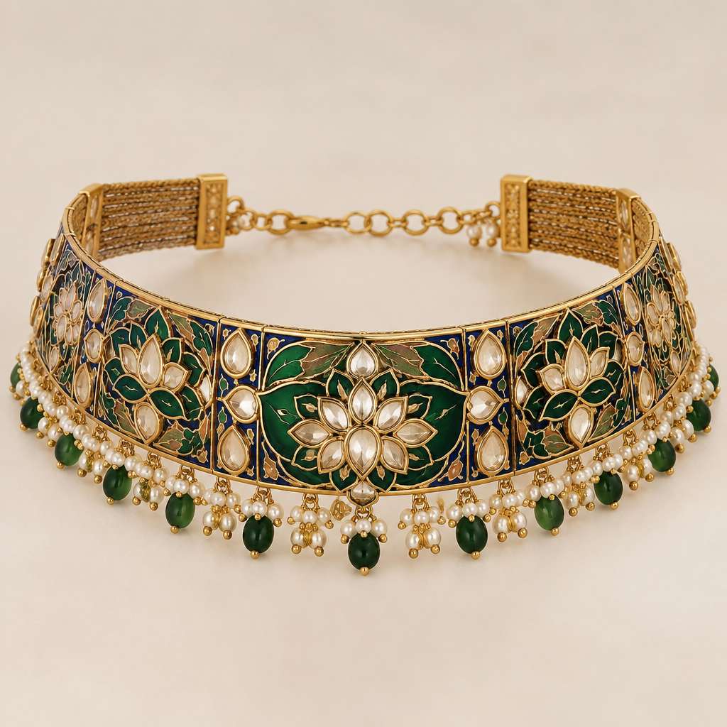 Choker
photorealistic jewelry design, Choker
, enamel style, just the design no text