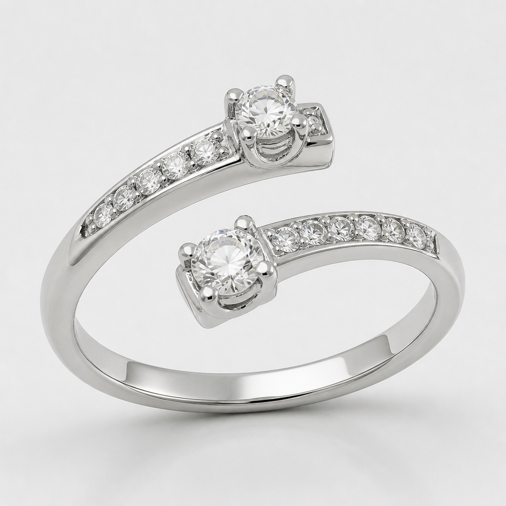 A women's ring made of white gold with diamond stones