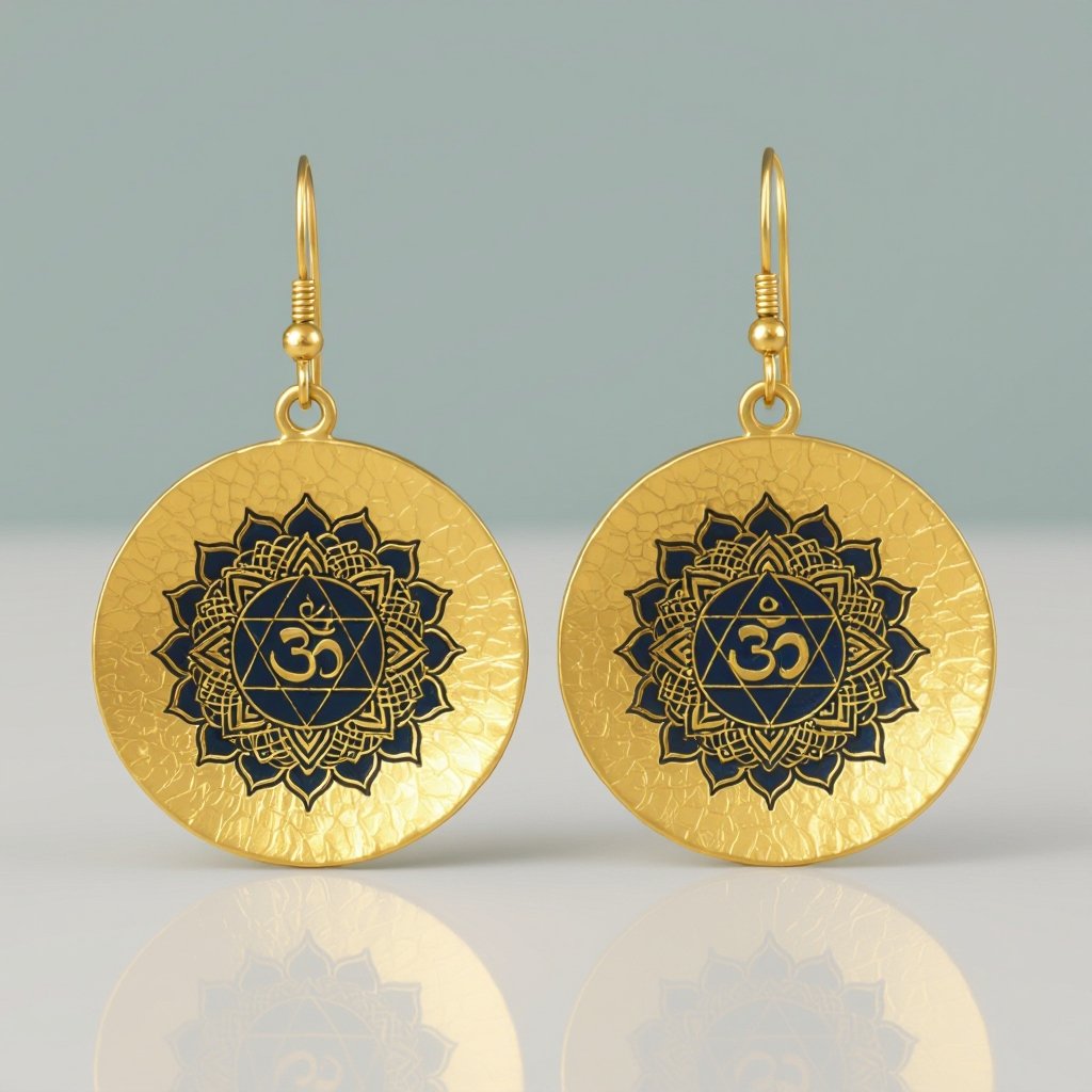  золотые матовые серьги в виде изображения чакры сахасрары