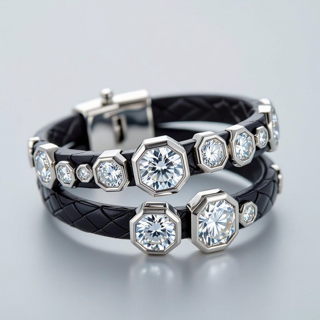 Geomatric snake leather with diamonds of architecture shapes and edges of bracelet banglea