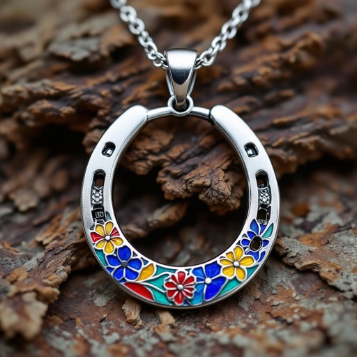 Create a design of iron horseshoe of modern enamel colored of nice design 
