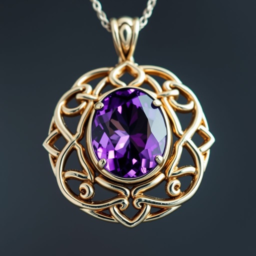 Oval cut 6k purple amethyst gemstone amulet FL IF clarity with silver chain 