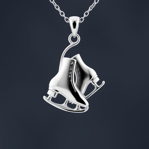 Pendant silver with stylized ice figure skating skates. Remove boots and leave only lowest part of skates. Add turquoise