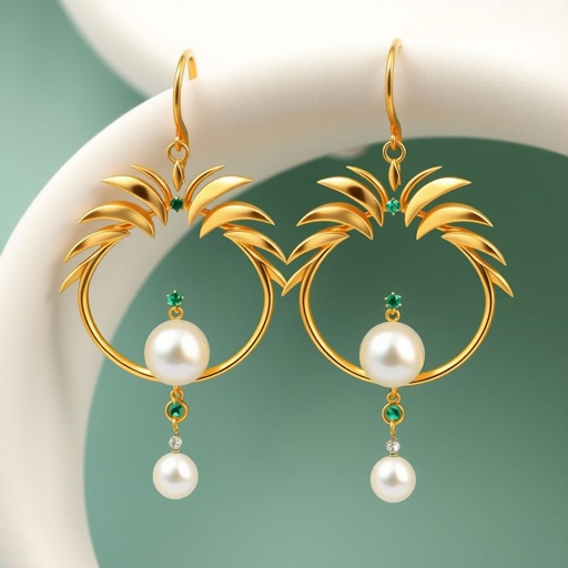 It has to be more realistic and pearls added are small could have a dangling gemstone And this piece has to be modern with emerald and Bahrain pearls I want to create an elegy piece of earrings that look time a palm tree to reflect the cultural heritage of Bahrain in a design very unique one of a few kind incite gold petals and gemstones