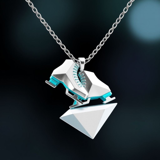 Pendant silver with stylized ice figure skating skates. Remove boots and leave only lowest part of skates. Add turquoise