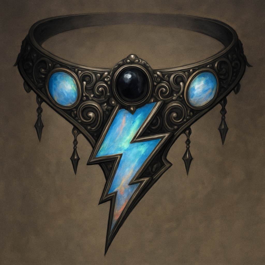 Opalite and onyx lightening bolt collar