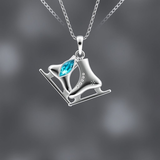 Silver pendant in the shape of figure skating blades . Remove boots and color one blade only of turquoise