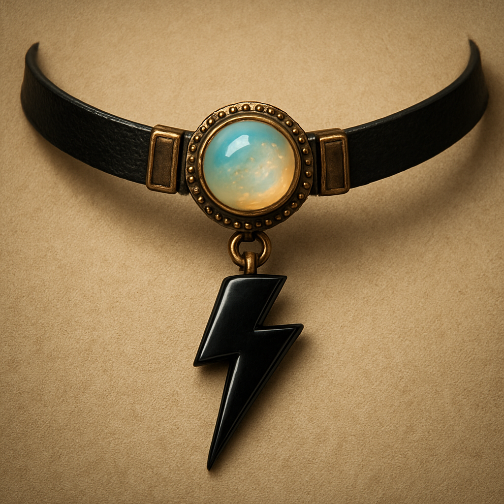 Opalite and onyx lightening bolt collar