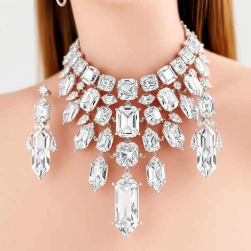Sterling silver jewelry set with only gorgeous transparent diamonds.