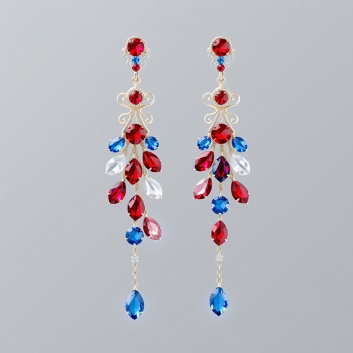 Red white and blue medal earrings
