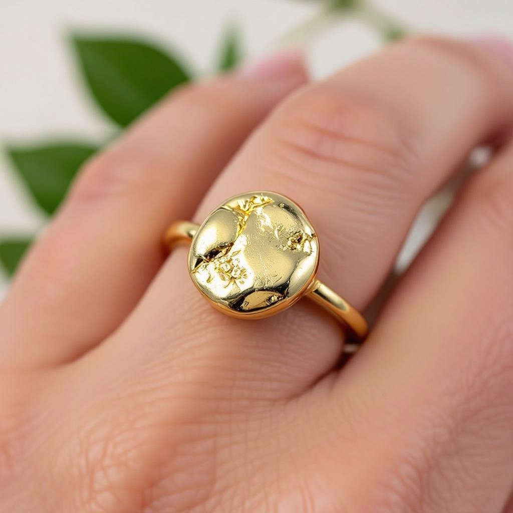 14k yellow good nugget ring size 10