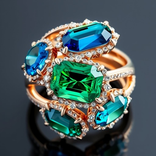 15 carat Arabian blue and green Nanette cut sapphire gemstone Fl lF clarity multi ring