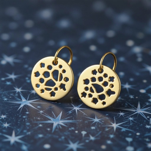 Небольшие золотые матовые серьги в виде созвездия