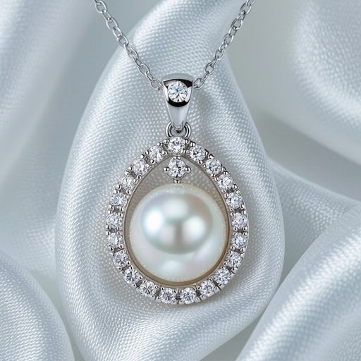 A pearl necklace with a diamond at the end A pearl necklace with a diamond at the end 