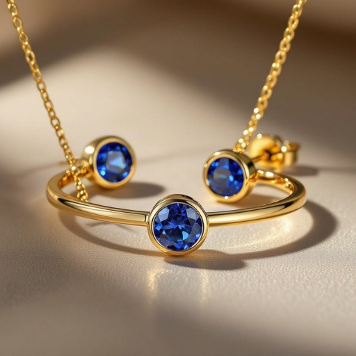 Necklace ,earring and ring design with colorful sapphire