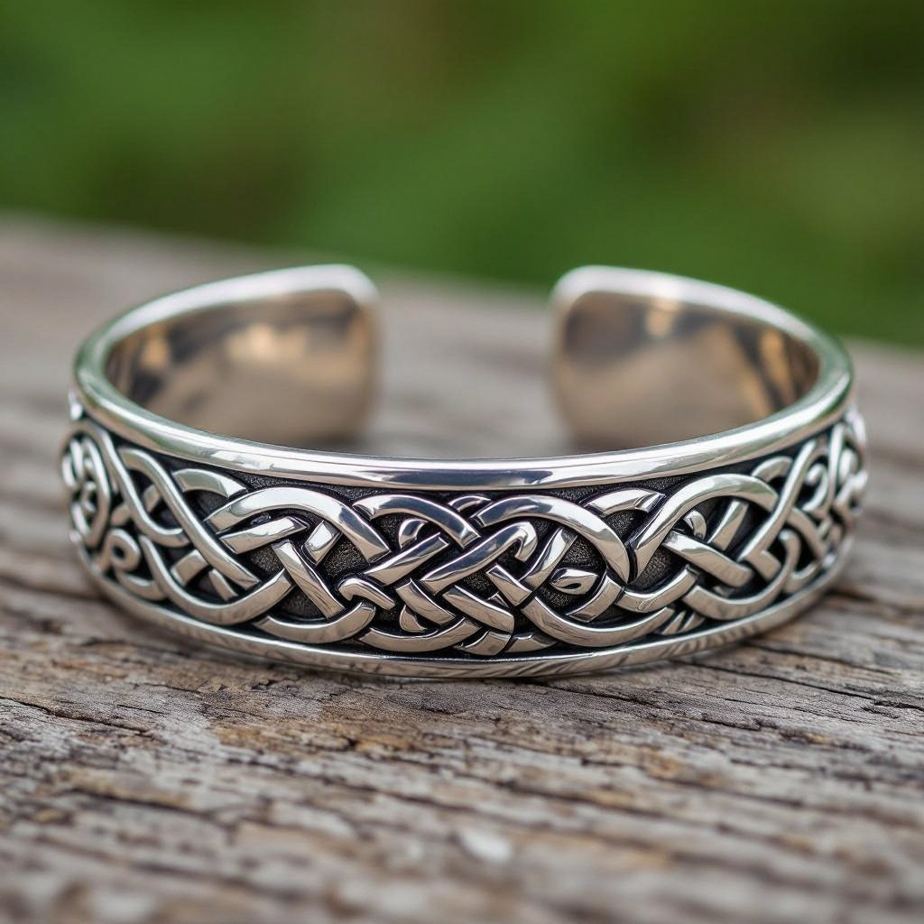 A Celtic silver bracelet with Celtic symbols
