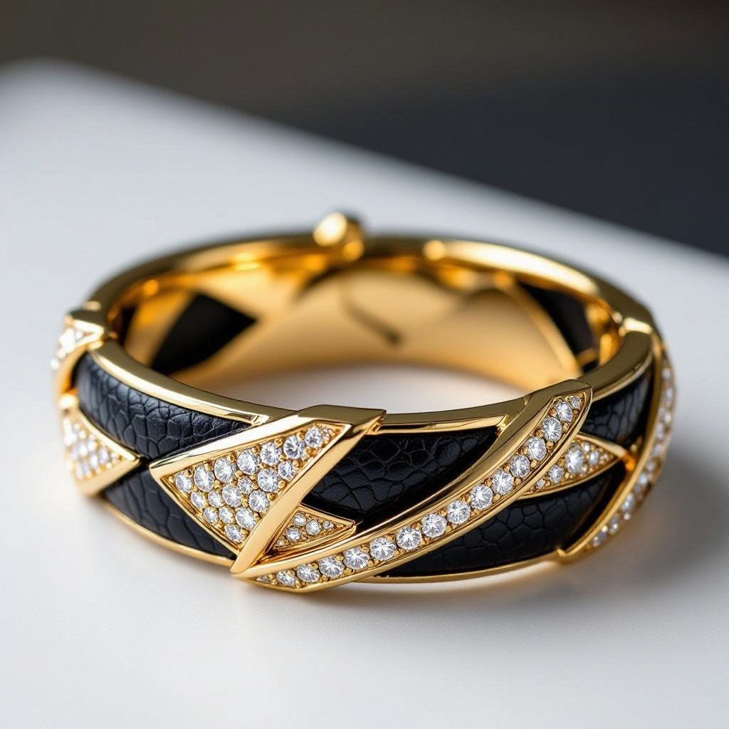 Geomatric snake leather with diamonds of architecture shapes and edges of bracelet bangleas