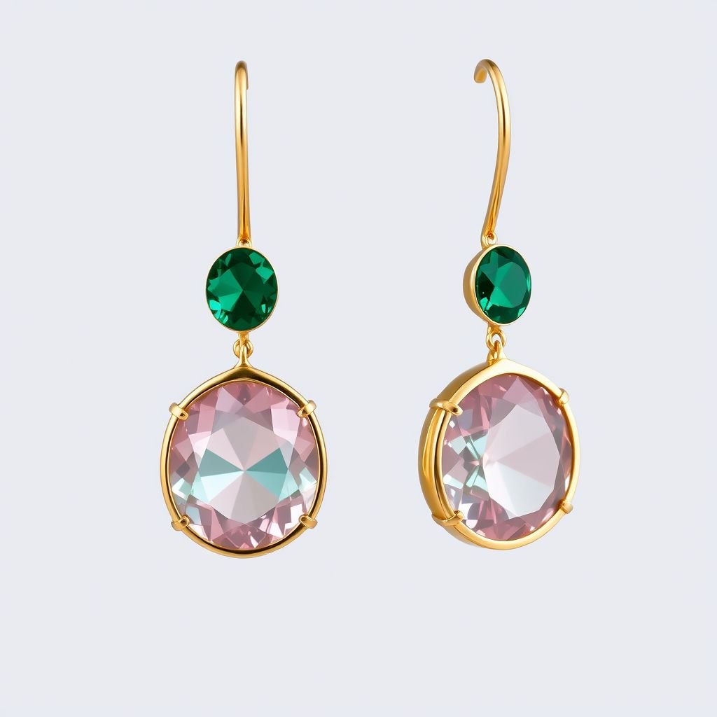 Gemstones: Each earring showcases two faceted gemstones. The top stone is oval-shaped, while the bottom stone is larger and oval-shaped, giving a graduated and balanced look. 	•	Metal: The stones are bezel-set in gold vermeil or silver. 	•	Style: The earrings use a hook-wire (fishhook) ear fitting, which offers a classic, secure, and comfortable wear. 	•	Design Aesthetic: The style is refined and feminine, blending simplicity with a touch of bold color, suitable for both formal occasions and elegant daywear.
