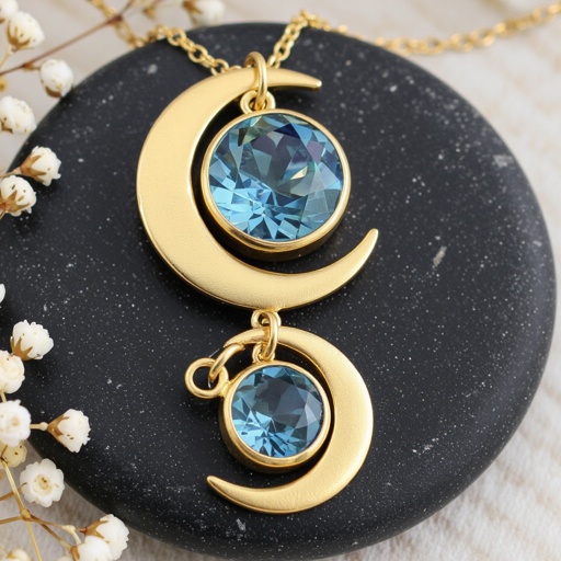 Подвеска из трех полумесяцев с узорами и камнями раухтопаза из матового неровного светлого золота с узорами соединенных цепочкой сверху самый широкий полукруг дальше средний и снизу самый маленький