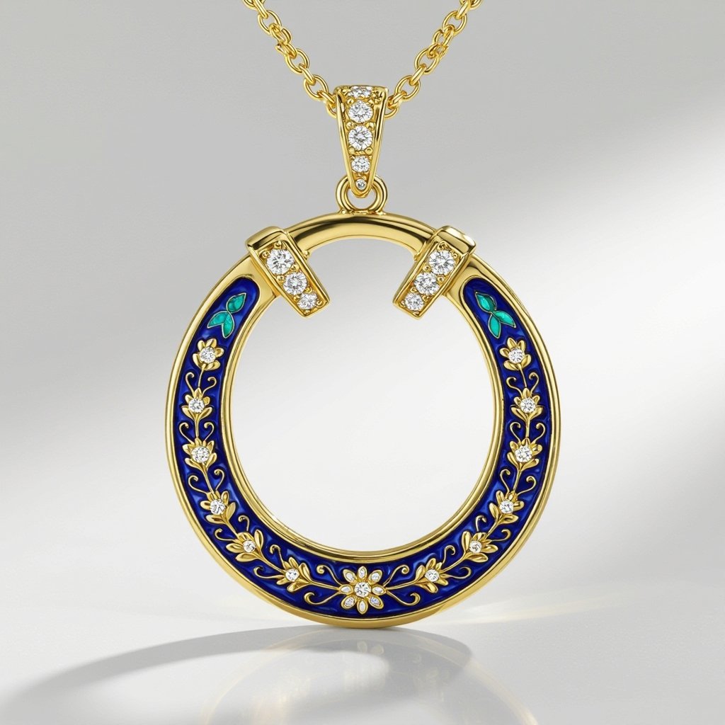 Gold set of Create a design of iron horseshoe of modern enamel colored