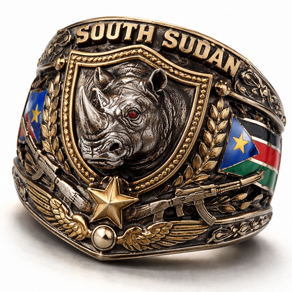 Ring south soudan Militär Symbole Nashorn Ring