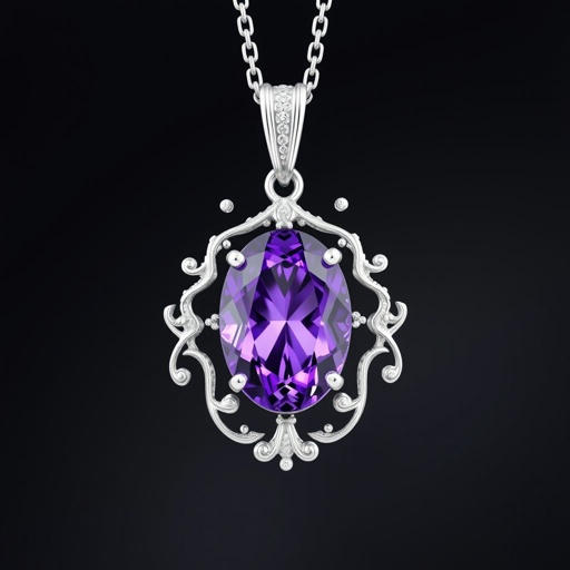 A 20 carat purple amethyst oval- cut, with VS clarity and silver necklace