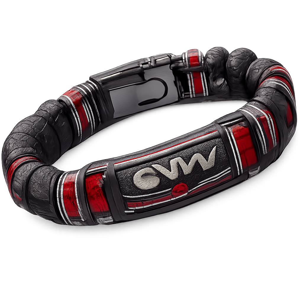 Tik gintaras , ,apyranke vyrui sportininkui buvusiam kareiviui 50metu, EVW logo, raudona juoda karinio stiliaus