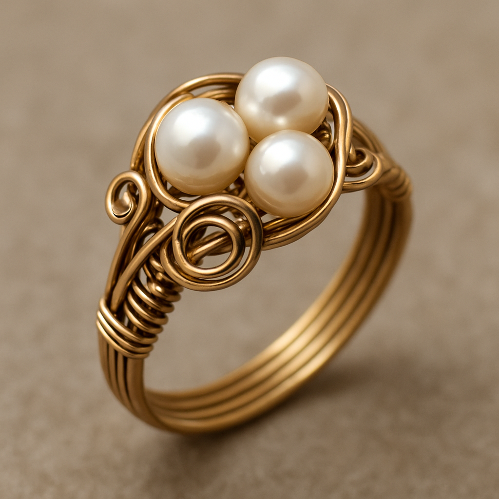 Anillo con perlas elegante