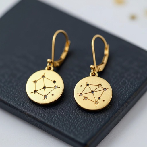 Небольшие золотые матовые серьги в виде созвездия