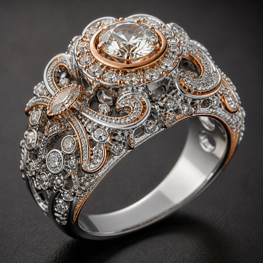 A women's ring, highly ornate, intricate and elaborate, richly detailed
photorealistic jewelry design, A women's ring, highly ornate, intricate and elaborate, richly detailed, modern style, just the design no text