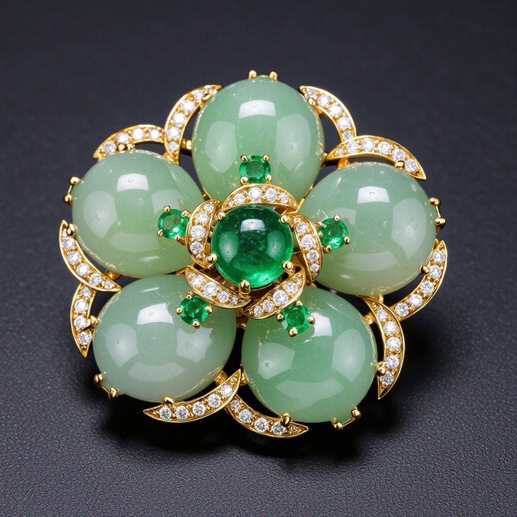 Jade brisket with golden syrup on top of it and green dots in it 