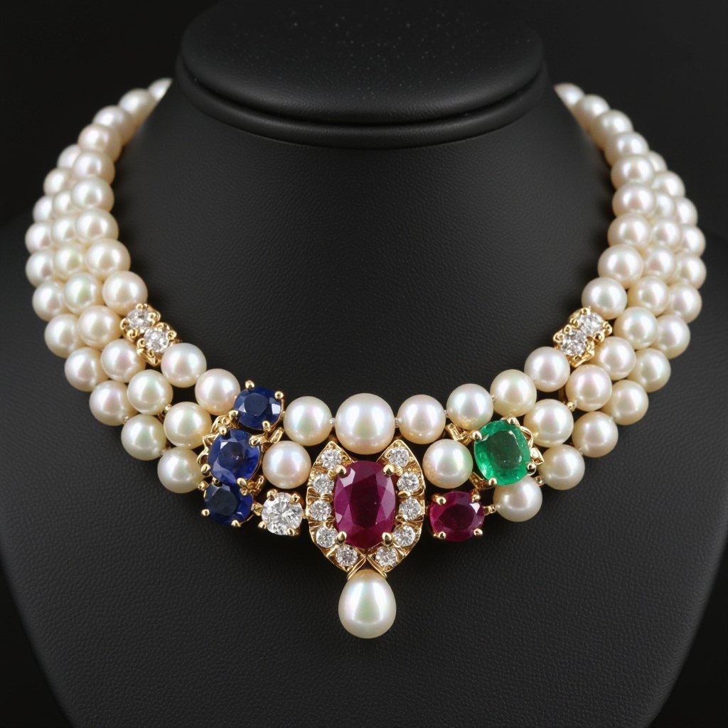 Necklace  pearl  and jwel