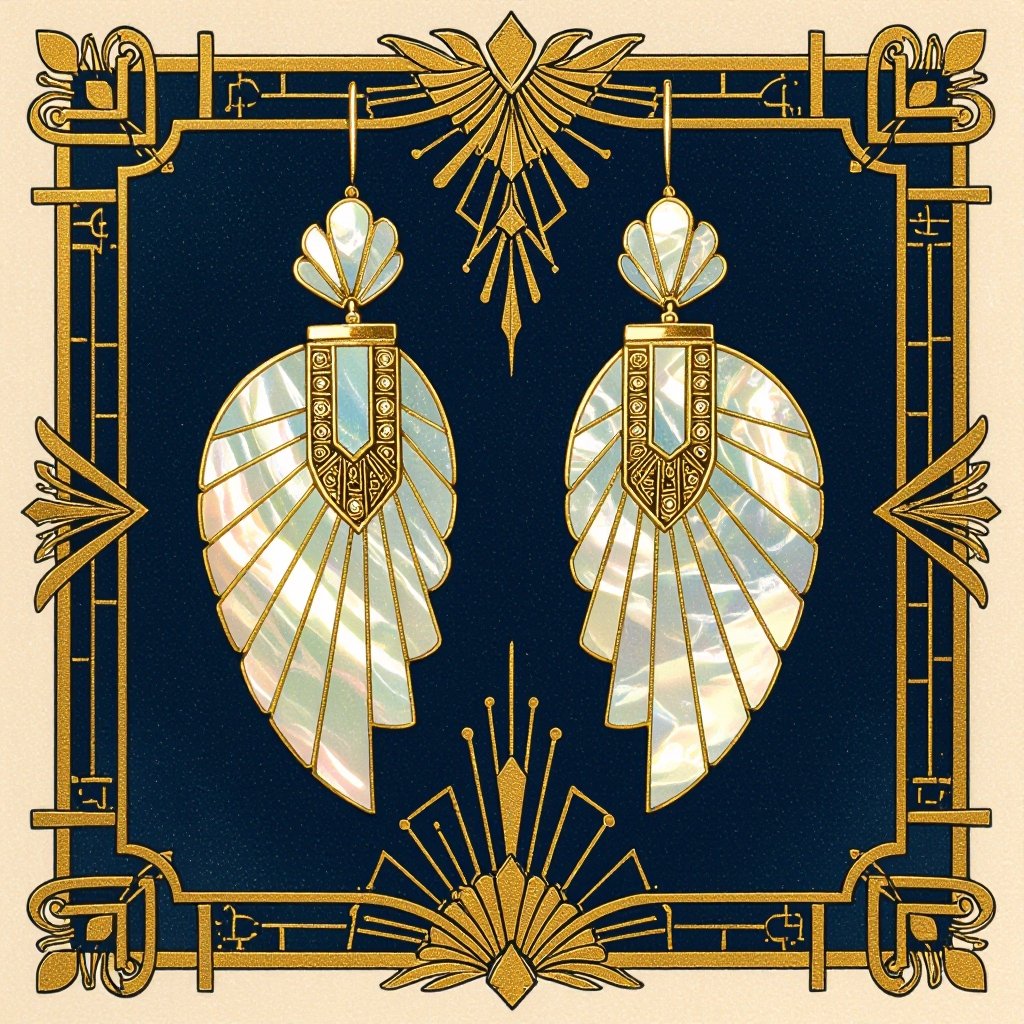 Серьги в виде белого крыла ангела из перламутра в золоте