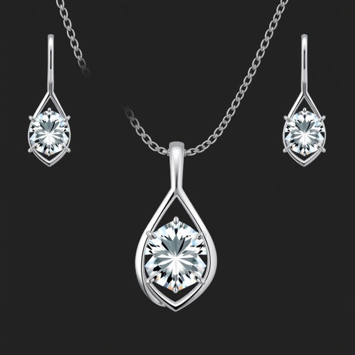 Sterling silver jewelry set with only gorgeous transparent diamonds.
