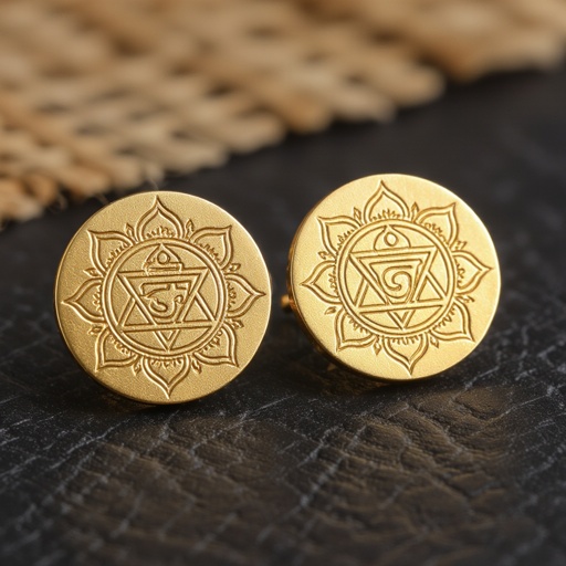  золотые матовые серьги в виде изображения чакры сахасрары