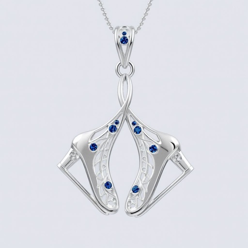 Silver pendant in the shape of figure skating blades without boots