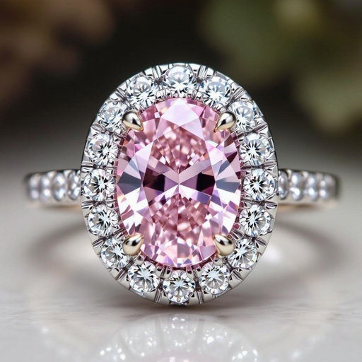 10 carats oval pink diamond ring, vintage minimal with crafted design