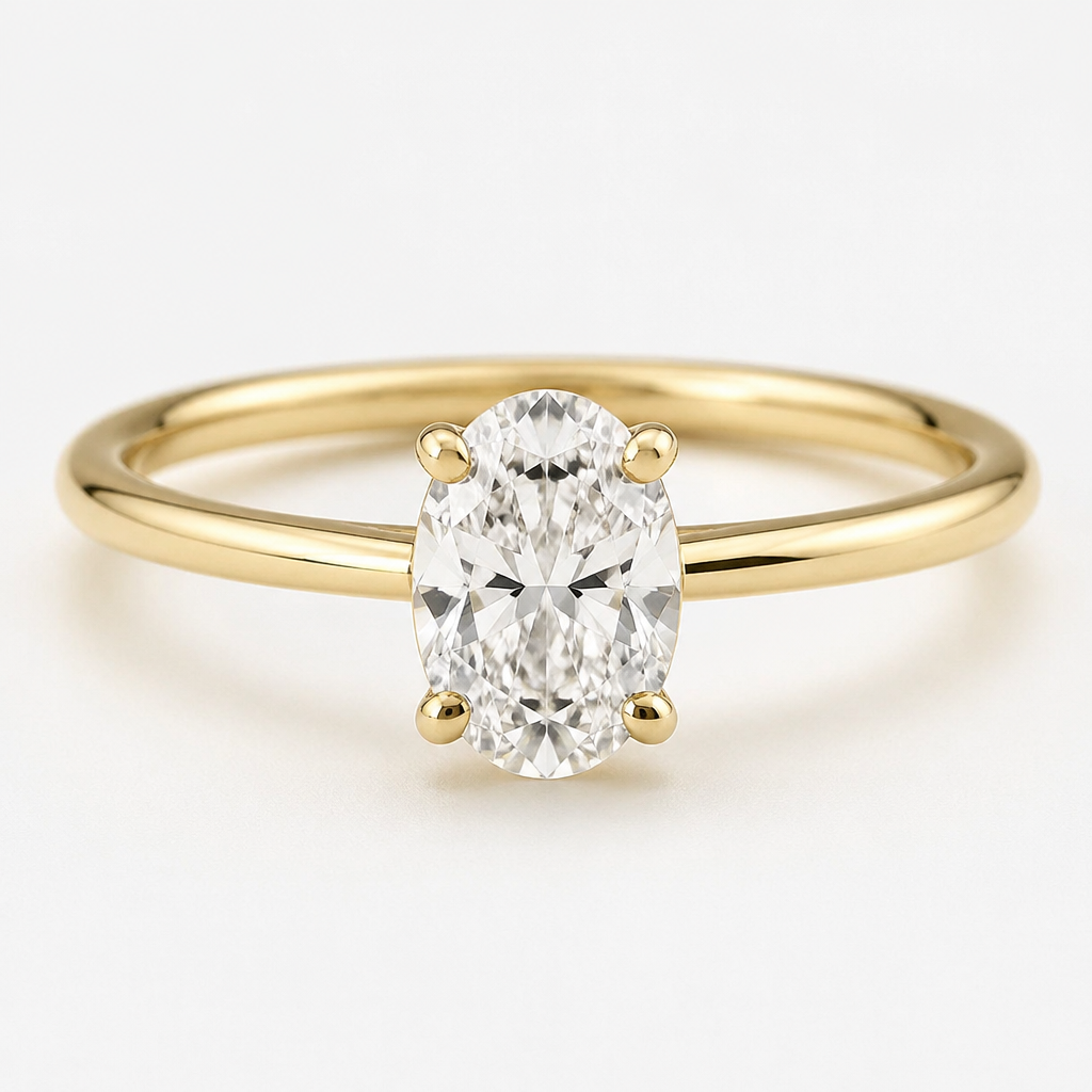 A women's ring suitable for engagement. a simply yellow gold band with a petite oval diamond wedding ring set
photorealistic jewelry design, A women's ring suitable for engagement. a simply yellow gold band with a petite oval diamond wedding ring set, modern style, just the design no text