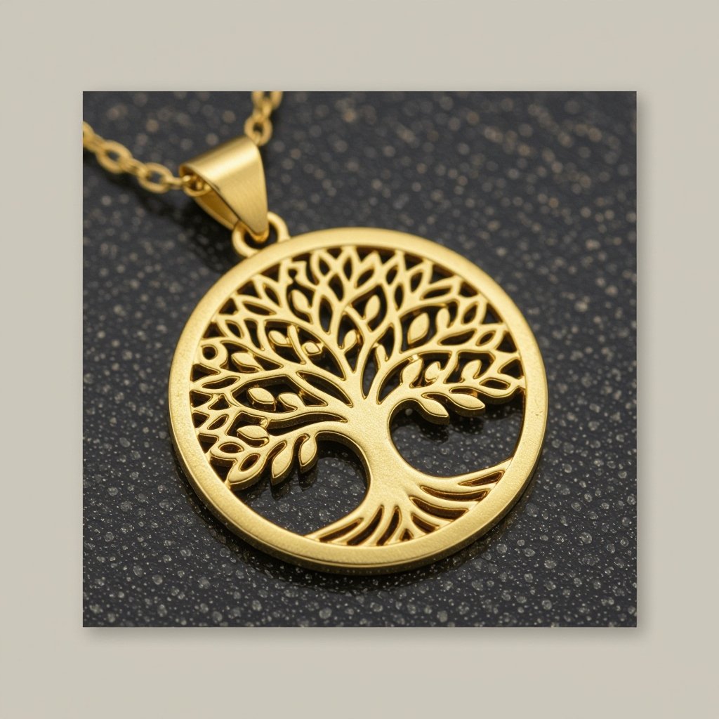 Золотой матовый медальон золотое выгравированное дерево