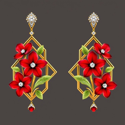 Red flower earrings