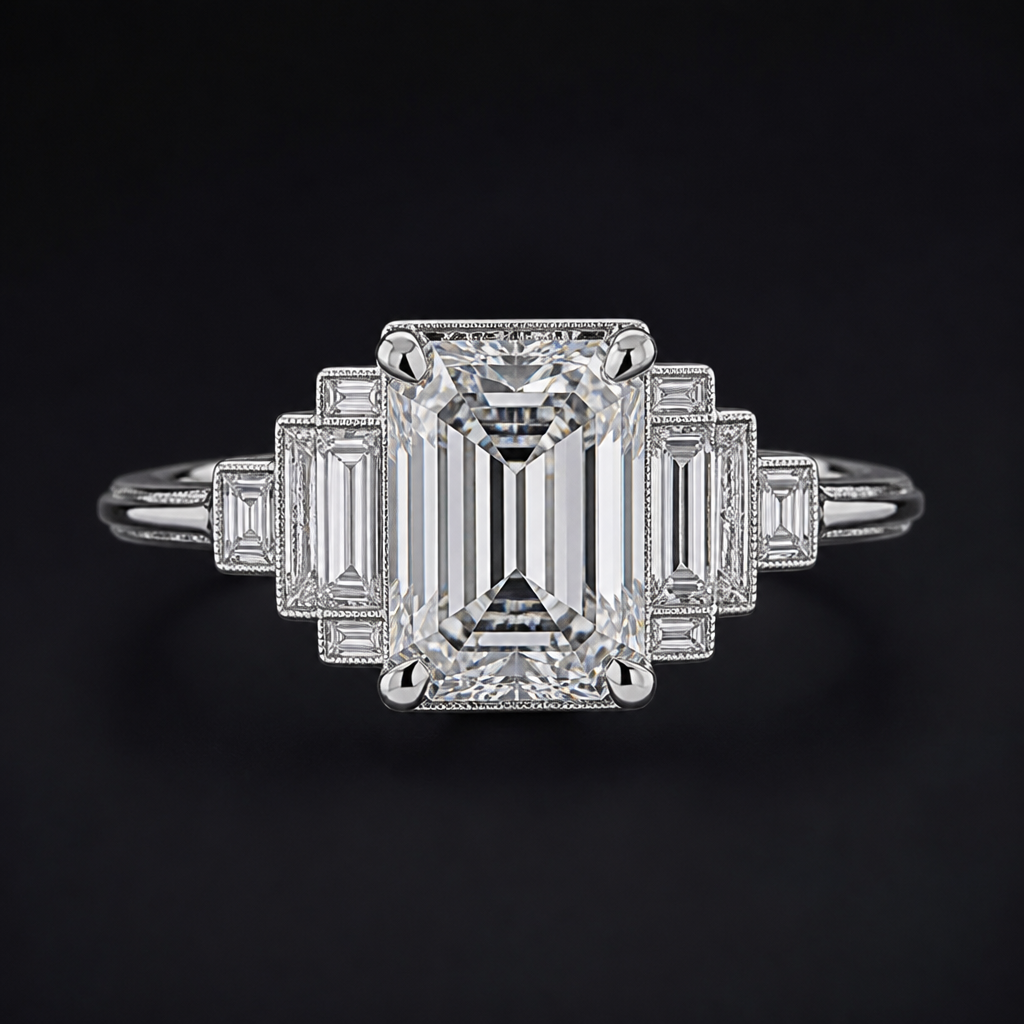 A women’s diamond engagement ring
photorealistic jewelry design, A women’s diamond engagement ring
, art_deco style, just the design no text