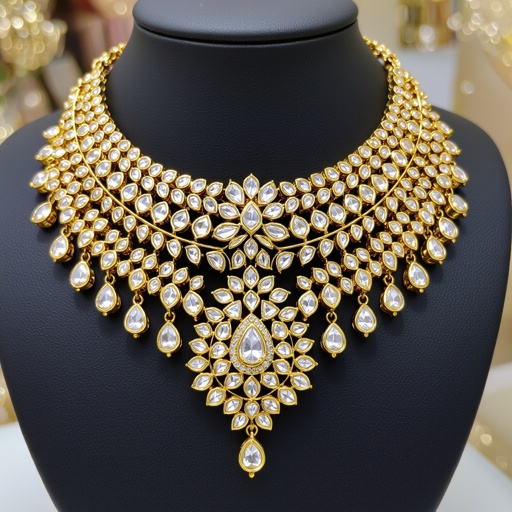 Moissanite kundan necklace for Asian girl
