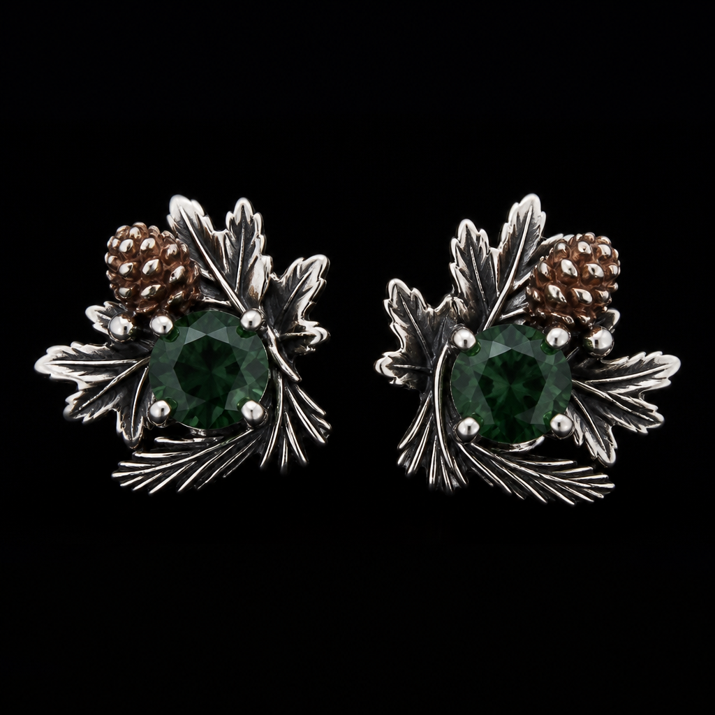 Forest themed stud
photorealistic jewelry design, Forest themed stud, just the design no text